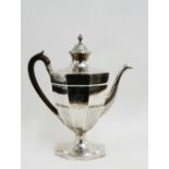 George III silver coffee pot by Daniel Pontifex, London 1795, of urn form with half fluted body