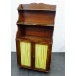 Mahogany chiffonier with shelved back over a pair of glazed doors, 160 x 80cm