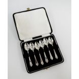 Victorian silver set of six teaspoons with twisted stems. makers mark for William Hutton & Sons,