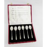 Set of six silver City Hallmarks spoons by Travis, Wilson & Co, in red leather fitted case (6)