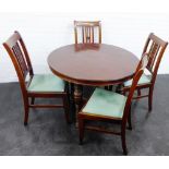 Mahogany table together with four chairs, 73 x 98cm, (5)