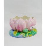 Clarice Cliff Lotus flower planter with printed backstamp and impressed number 973, 24 x 12cm