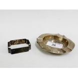 Birmingham silver ashtray and napkin ring (2)