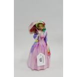 Royal Doulton porcelain figure "Miss Demure", HN1402, with printed backstamps, 19cm tall