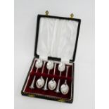 Set of six silver teaspoons in a fitted case, Sheffield 1963