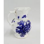 Worcester blue and white leaf moulded jug with pine cone pattern, 19cm high
