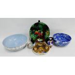 Mixed lot to include a Copeland Spode Italian blue and white bowl, a Wedgwood bowl, Staffordshire