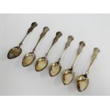 Victorian set of six silver queens pattern teaspoons with makers mark for William Coghill, Glasgow