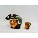 Royal Doulton Toby jug, "Long John Silver" number D6335, together with another smaller of a "