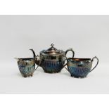 19th century three piece Epbm half fluted teaset