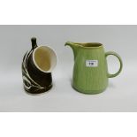 Denby 'Calm' patterned jug, together with an Aviemore pottery salt crock, tallest 19cm, (2)