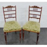 Pair of Edwardian rosewood and inlaid side chairs , 87 x 45cm, (2)