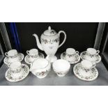 Wedgwood 'Summer Garland' patterned coffee set comprising coffee pot, cream jug, sugar bowl, six