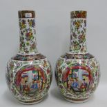 Pair of large Chinese vases, painted with figures, fruit, flowers and foliage, 60cm high, (2)