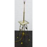 Art Nouveau brass and onyx standard lamp, 152cm