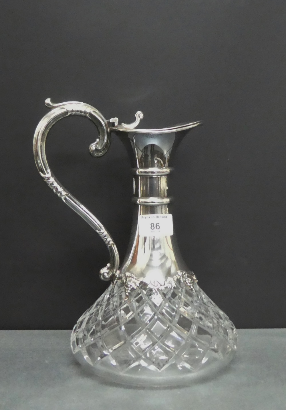 Mappin & Webb Epns and glass claret jug, 27cm high