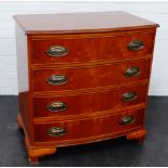 Yewwood bow fronted chest with four long drawers, 82 x 80cm
