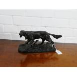 Russian black cast iron figure of a spaniel , impressed makers marks circa.1970's, 30cm long