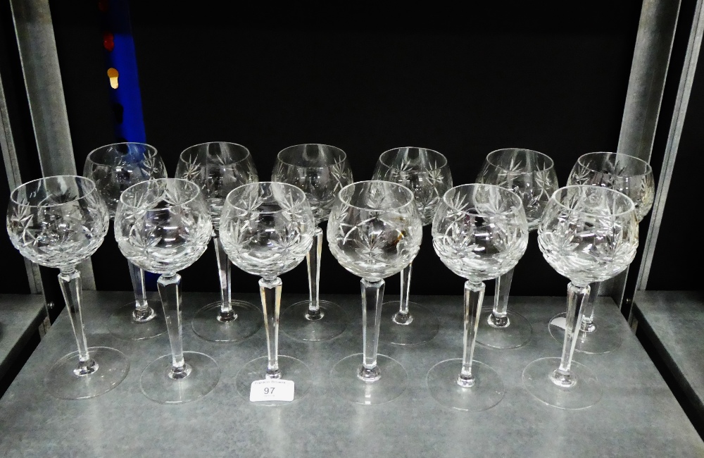 Set of twelve crystal wine glasses, (12)