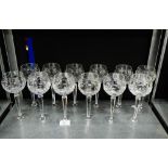Set of twelve crystal wine glasses, (12)