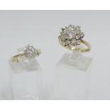 Two 9 carat gold paste set dress rings (2)