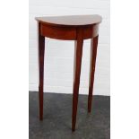 Mahogany demi lune table, 84 x 49cm