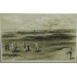 Life Association of Scotland Golfing print of St. Andrew's High Holes, in a glazed frame, 38 x 23cm