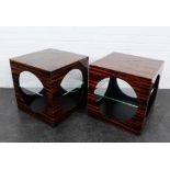 Pair of faux coromandel cube bedsides/lamp tables, 47 x 47cm, (2)