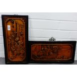 Pair of oriental carved panels, 40 x 20cm, (2)