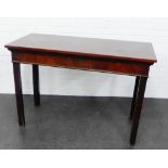 Mahogany hall table the rectangular top raised on square legs, 86 x 128cm