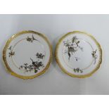 Set of ten Haviland & Co Limoges porcelain plates with gilt edged rims and floral sprays, (10)