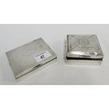 Birmingham silver cigarette box 10 x 9cm together with another smaller (2)