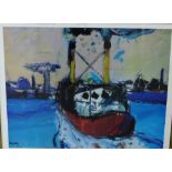 James D. Robertson, RSA, RSW, RGI, "Ferry Boat" Limited edition coloured print, signed in pencil and