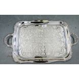 Viners Epns twin handled floral engraved tray