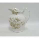Staffordshire transfer printed floral patterned jug, 30cm high