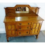 Early 20th century oak mirror back sideboard, 138 x 138cm