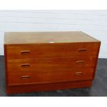 Retro teak three drawer chest, 53 x 92cm