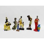 Collection of six various African style figures, tallest 27cm high, (6)