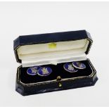 Silver and blue enamel Edinburgh Castle cufflinks, by The Edinburgh Assay Office, Edinburgh 2000, in