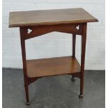 Arts and Crafts oak two tier side table, 76 x 67cm