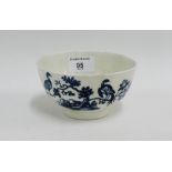 18th century Worcester blue and white bowl in the Birds in branches pattern, with blue crescent mark