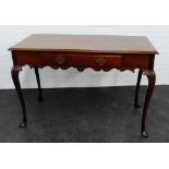 Georgian style mahogany table, the rectangular top with moulded edge over a single frieze drawer and