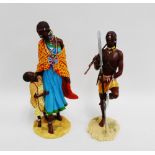 Two Maasai figures to include "Angolia The Watchful Warrior" and "Karama", tallest 35cm, (2)