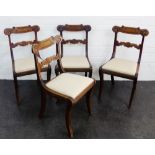 Set of four 19th century mahogany framed chairs with carved toprails and horizontal splats and