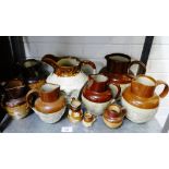 Collection of Doulton and other stoneware two-tone jugs etc., (10)