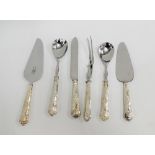 A collection of contemporary Sheffield silver handled Queens pattern serving flatware to include a