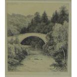 John Fullwood FSA, RBA "Brig O' Doon" Drypoint etching, signed in pencil, in a glazed frame, 19 x