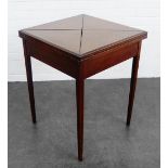 Mahogany envelope card table, 72 x 57cm