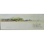 Harley Miller Limited edition pencil signed print of Edinburgh, in a glazed frame, 40 x 15cm