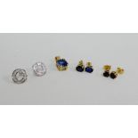 9 carat gold gemset pendant and three pairs of 9 carat gold earrings (4)